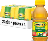 Mott's frente del empaque mostrando el pack de 24 botellas para almacenamiento práctico