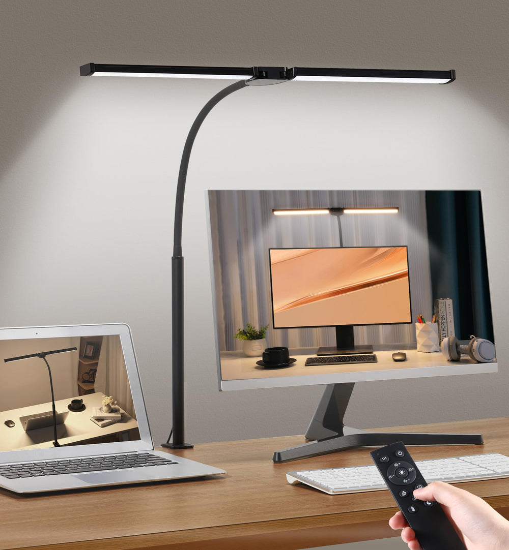 Motumen vista frontal de la lámpara con luz uniforme, ideal para oficina