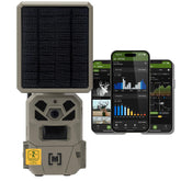 Moultrie Edge Solar frontal mostrando diseño robusto y fácil instalación