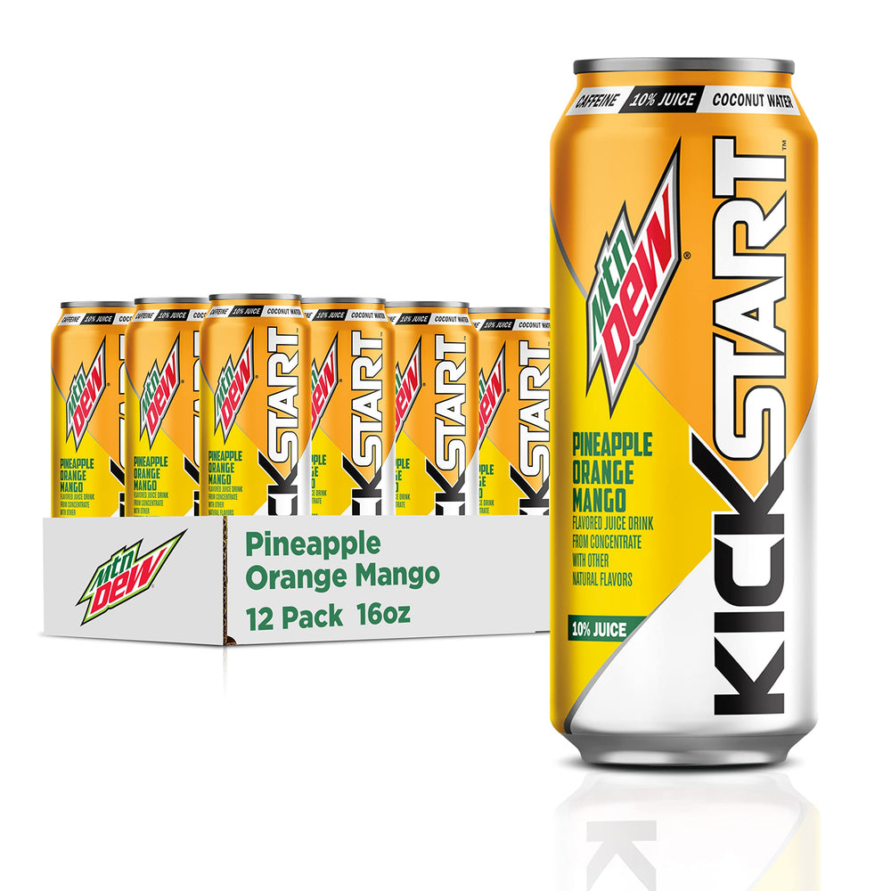 Mountain Dew Kickstart lata frontal mostrando diseño y energía inmediata
