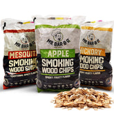 Mr. Bar-B-Q front packaging showing three 1.8 lb bags and ingredient clarity benefit