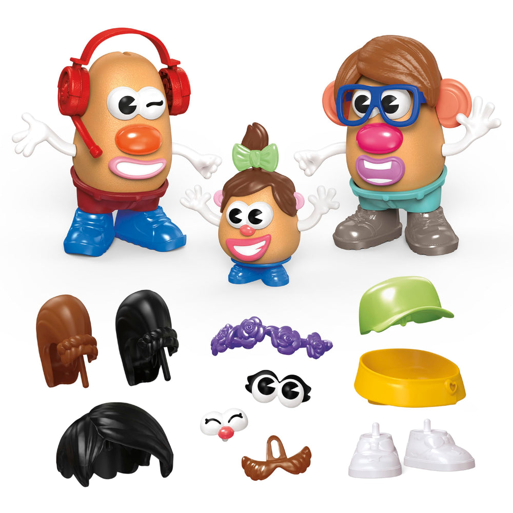Mr. Potato Head frente del empaque mostrando las 44 piezas y beneficio divertido