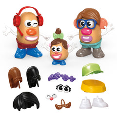 Mr. Potato Head frente del empaque mostrando las 44 piezas y beneficio divertido