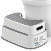 MR.SIGA front view of off-white and dark gray stool showing ergonomic shape and compact design
