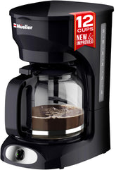 MUELLER HOME front view showing compact coffee maker and benefits
