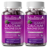 Mulittea front packaging showing vegan calcium gummies and benefits