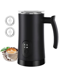 MUMAO front view black frother showing controls and compact design for countertop convenience