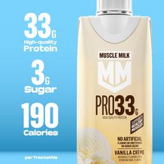Muscle Milk vertido en vaso demostrando textura cremosa y fácil consumo