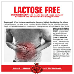 MuscleMeds CARNIVOR comparación de bote con scoop indicando 56 porciones claras