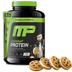 MusclePharm envase frontal Cookies ‘N’ Cream mostrando etiqueta y tamaño
