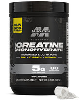 MuscleTech envase frontal mostrando diseño y 80 servicios, claridad del producto