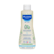 Mustela front bottle displaying gentle formula and clear packaging benefit