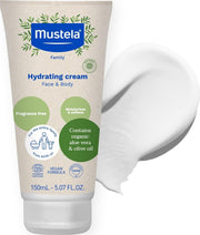 Mustela envase frontal de la crema hidratante muestra diseño y beneficio hidratación