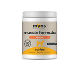 MYOS Canine Muscle Formula front jar showing product and benefit for muscle support