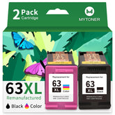 MYTONER cartuchos 63XL vista frontal y embalaje mostrando ahorro