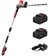 MZK 20V hedge trimmer front view showing blade and handle for balanced control