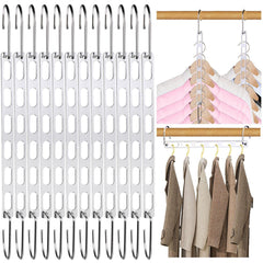NAKBINX pack of 12 metal space-saving hangers front view showing neat organization benefit