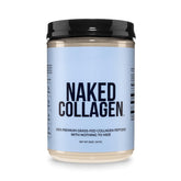 NAKED envase frontal del colágeno puro, muestra la certificación y volumen