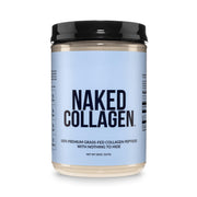 NAKED envase frontal del colágeno puro, muestra la certificación y volumen