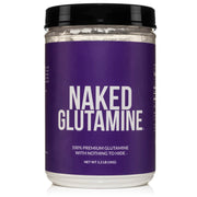 NAKED front tub view showing clean packaging and 1,000g glutamine