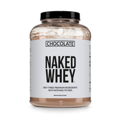 NAKED envase frontal del Whey Chocolate mostrando diseño y tamaño, confianza en pureza