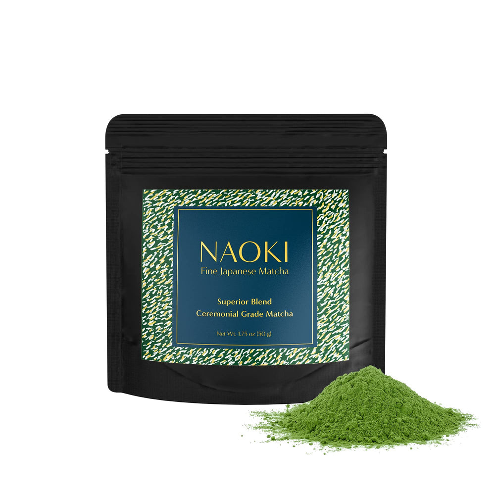 Naoki Matcha vista frontal del paquete, empaque fresco y práctico