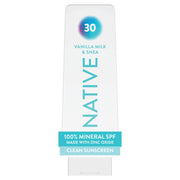 Native frasco frontal Vainilla Milk & Shea mostrando diseño y beneficio protector