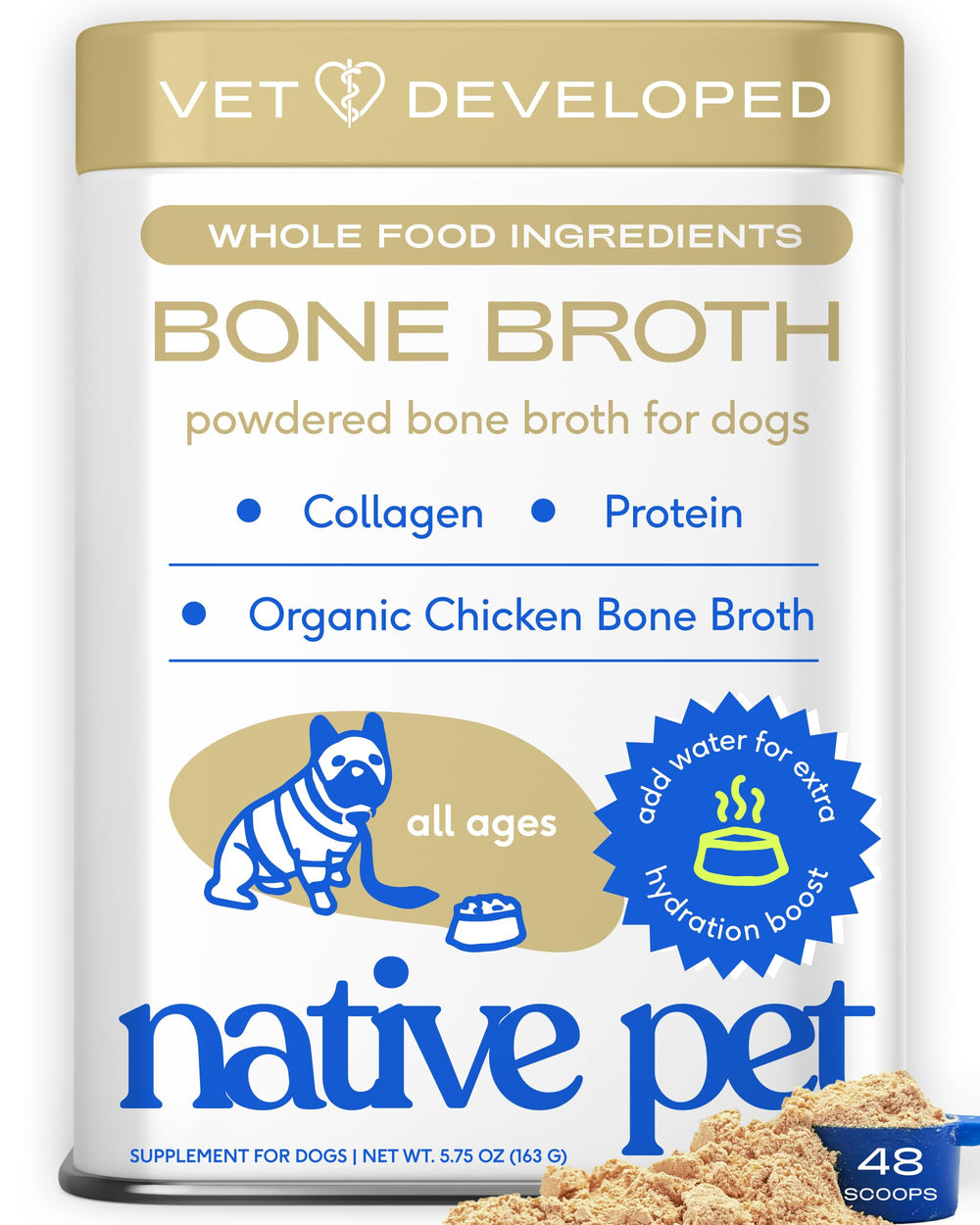 Native Pet frente del envase mostrando ingredientes orgánicos y claridad