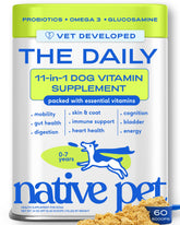Native Pet front packaging showing supplement jar and benefits