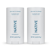 Native presentación frontal del empaque con aroma Sea Salt & Cedar beneficios frescura