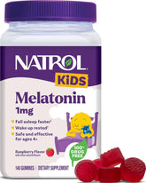 Natrol frasco frontal de 140 gomitas mostrando etiqueta y beneficio práctico