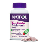 Natrol envase frontal de Melatonin 5 mg mostrando la presentación y beneficios