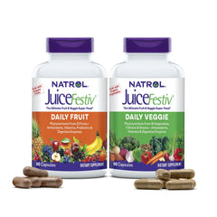 Natrol JuiceFestiv frente del envase mostrando diseño y cantidad, práctico para rutinas