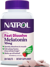 Natrol envase frontal de Melatonin 10 mg fresa, facilita descanso