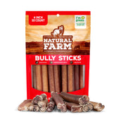 Natural Farm front packaging showing compact 4-inch bully sticks and benefits