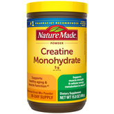 Nature Made envase frontal de creatina micronizada mostrando tamaño y marca, confianza