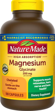Nature Made bottle front label showing product name and 180 capsules benefit storage clarity
