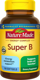 Nature Made vista frontal del envase con 160 softgels y suministro prolongado