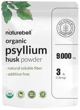 NatureBell front packaging showing 3 lb organic psyllium for reliable value