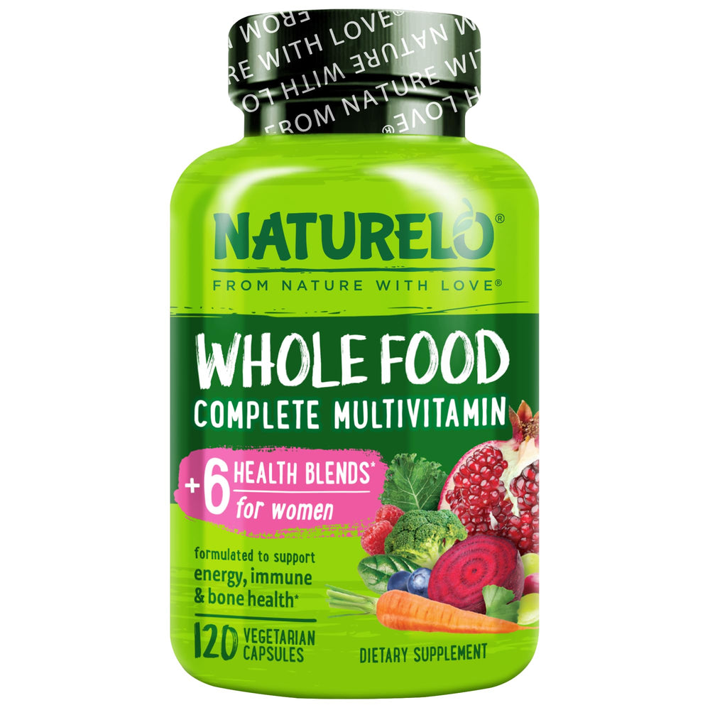 NATURELO frasco frontal del multivitamínico mostrando presentación y beneficios