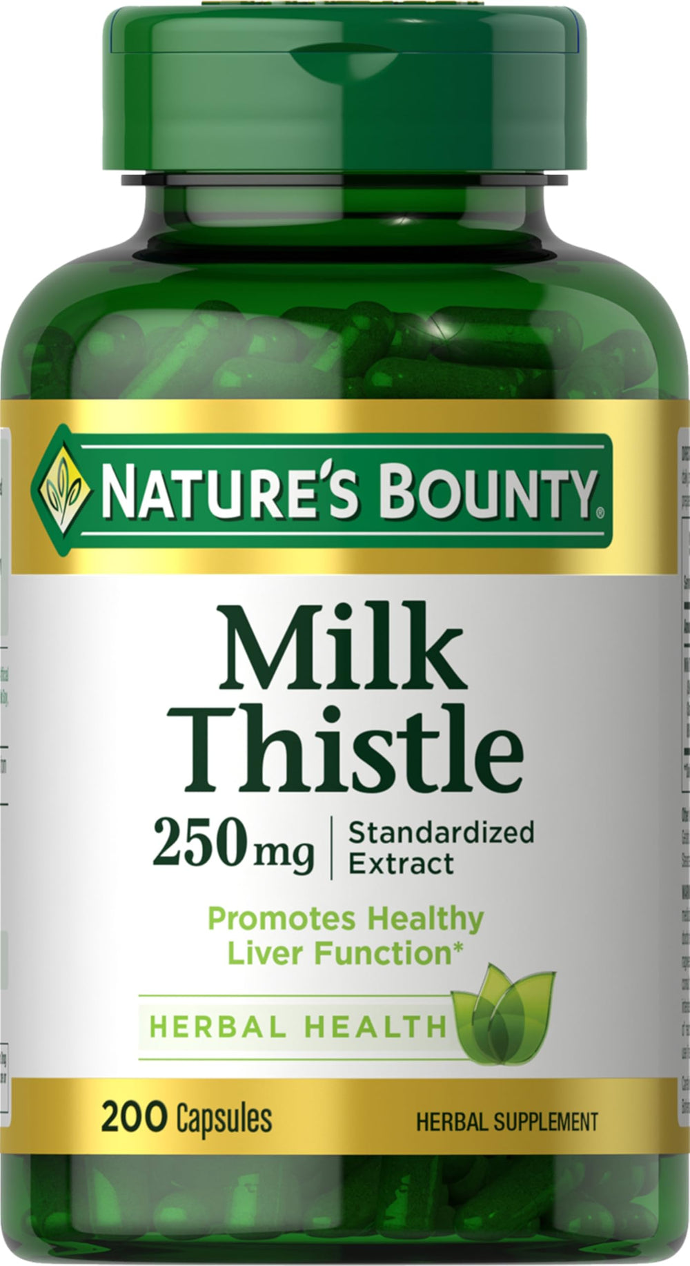 Nature's Bounty frontal del envase mostrando 200 cápsulas y beneficios