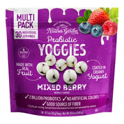Nature's Garden empaque frontal de Yoggies mostrando caja y paquetes, conveniencia inmediata