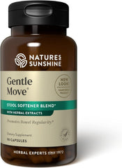 Nature's Sunshine frasco Gentle Move frontal mostrando 90 cápsulas, facilidad de uso