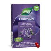 Nature's Way envase frontal de CalmAid mostrando nombre y cantidad, beneficio de conveniencia