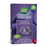 Nature's Way envase frontal de CalmAid mostrando nombre y cantidad, beneficio de conveniencia