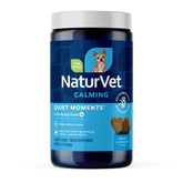 NaturVet jar front view showing Quiet Moments calming chews and clear labeling benefit