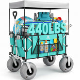 Navatiee front view of wagon showing large capacity and sturdy frame benefit: easy loading