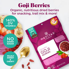 Navitas Organics detalle de textura de bayas goji mostrando color y aspecto natural