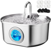 Neareal stainless steel fountain front view showing sleek design and durability
