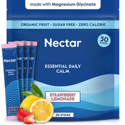 Nectar front packaging showing strawberry lemonade flavor and benefits